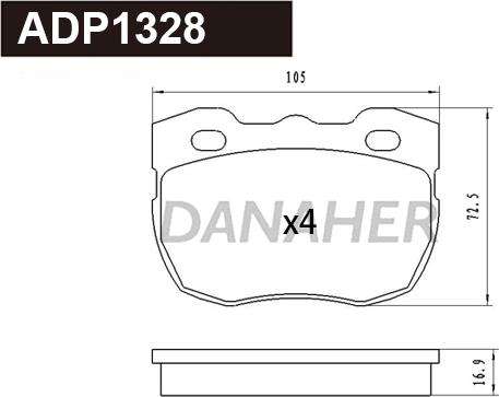 Danaher ADP1328 - Kit pastiglie freno, Freno a disco autozon.pro