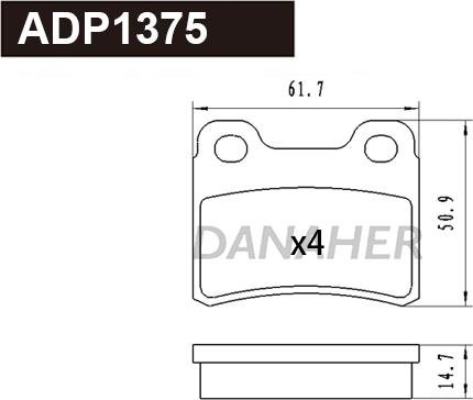 Danaher ADP1375 - Kit pastiglie freno, Freno a disco autozon.pro