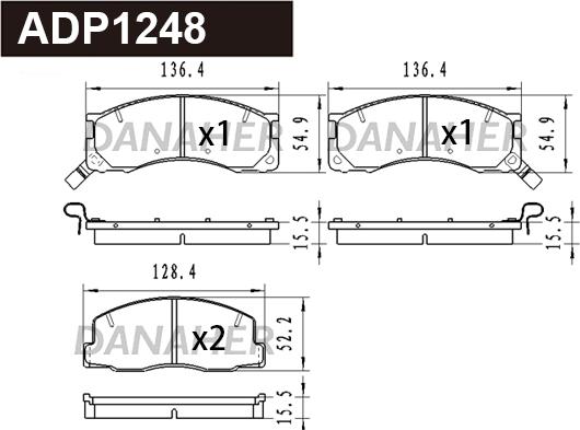 Danaher ADP1248 - Kit pastiglie freno, Freno a disco autozon.pro