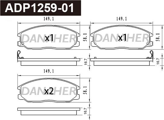 Danaher ADP1259-01 - Kit pastiglie freno, Freno a disco autozon.pro