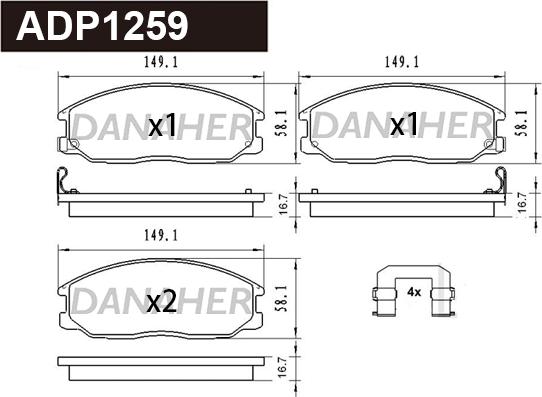 Danaher ADP1259 - Kit pastiglie freno, Freno a disco autozon.pro