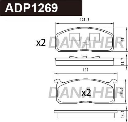 Danaher ADP1269 - Kit pastiglie freno, Freno a disco autozon.pro