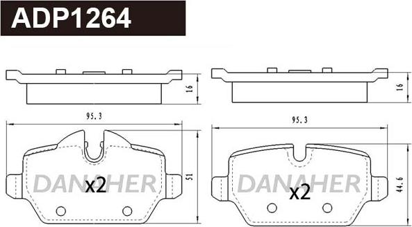 Danaher ADP1264 - Kit pastiglie freno, Freno a disco autozon.pro