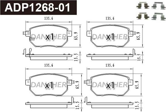 Danaher ADP1268-01 - Kit pastiglie freno, Freno a disco autozon.pro