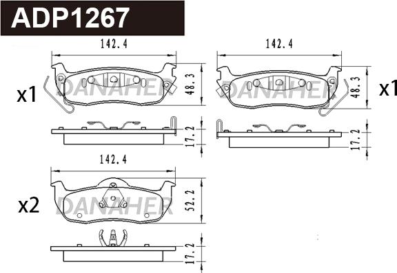 Danaher ADP1267 - Kit pastiglie freno, Freno a disco autozon.pro