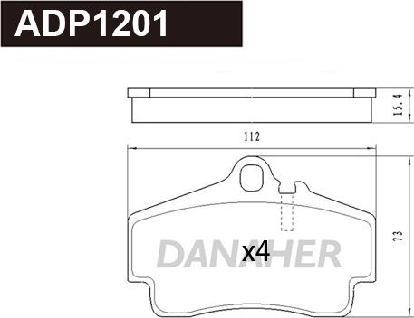 Danaher ADP1201 - Kit pastiglie freno, Freno a disco autozon.pro