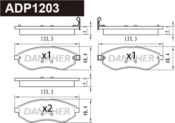 Danaher ADP1203 - Kit pastiglie freno, Freno a disco autozon.pro