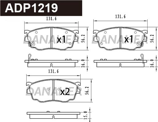 Danaher ADP1219 - Kit pastiglie freno, Freno a disco autozon.pro