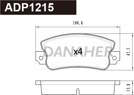 Danaher ADP1215 - Kit pastiglie freno, Freno a disco autozon.pro