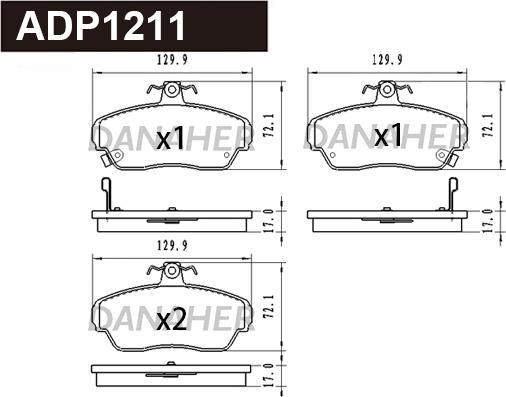 Danaher ADP1211 - Kit pastiglie freno, Freno a disco autozon.pro