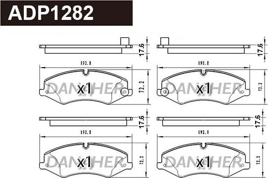 Danaher ADP1282 - Kit pastiglie freno, Freno a disco autozon.pro