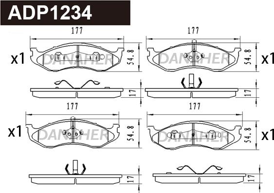 Danaher ADP1234 - Kit pastiglie freno, Freno a disco autozon.pro