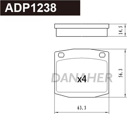 Danaher ADP1238 - Kit pastiglie freno, Freno a disco autozon.pro