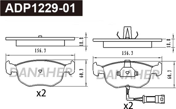 Danaher ADP1229-01 - Kit pastiglie freno, Freno a disco autozon.pro