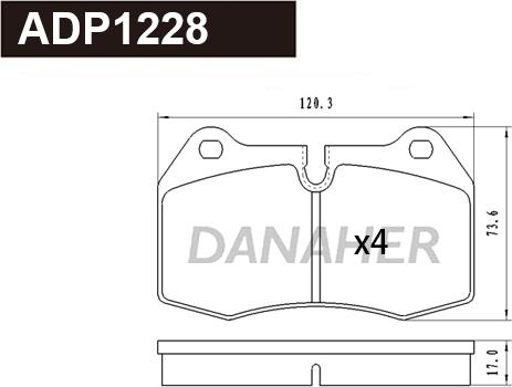 Danaher ADP1228 - Kit pastiglie freno, Freno a disco autozon.pro