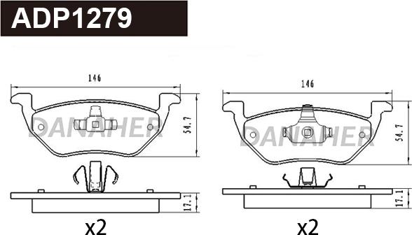 Danaher ADP1279 - Kit pastiglie freno, Freno a disco autozon.pro