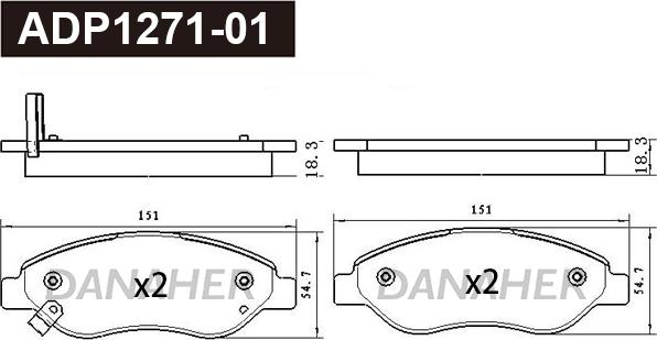 Danaher ADP1271-01 - Kit pastiglie freno, Freno a disco autozon.pro