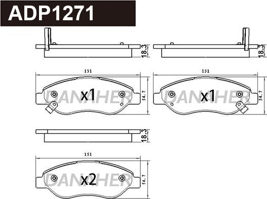 Danaher ADP1271 - Kit pastiglie freno, Freno a disco autozon.pro