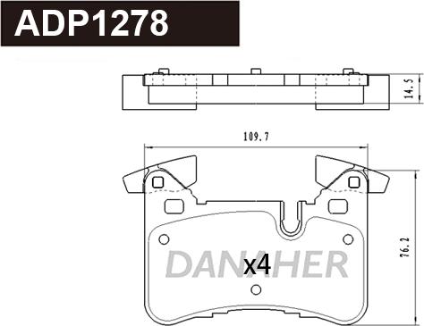 Danaher ADP1278 - Kit pastiglie freno, Freno a disco autozon.pro