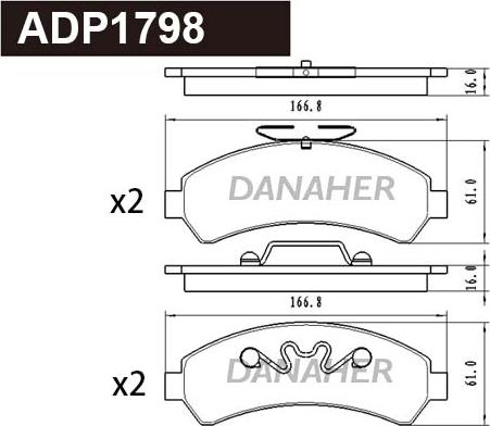 Danaher ADP1798 - Kit pastiglie freno, Freno a disco autozon.pro