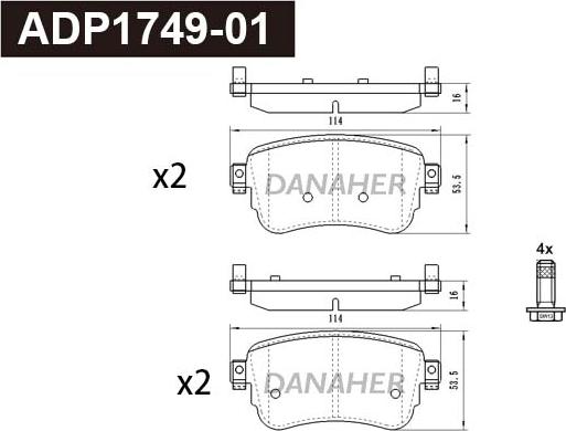 Danaher ADP1749-01 - Kit pastiglie freno, Freno a disco autozon.pro