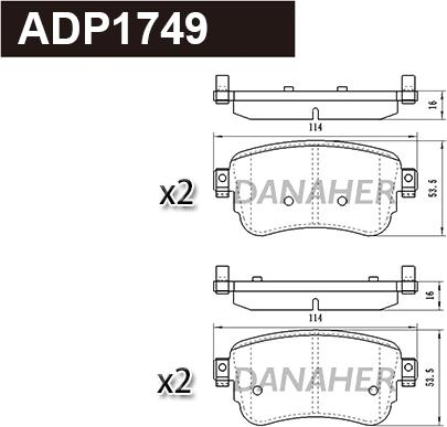 Danaher ADP1749 - Kit pastiglie freno, Freno a disco autozon.pro