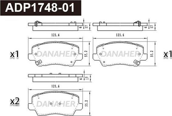 Danaher ADP1748-01 - Kit pastiglie freno, Freno a disco autozon.pro