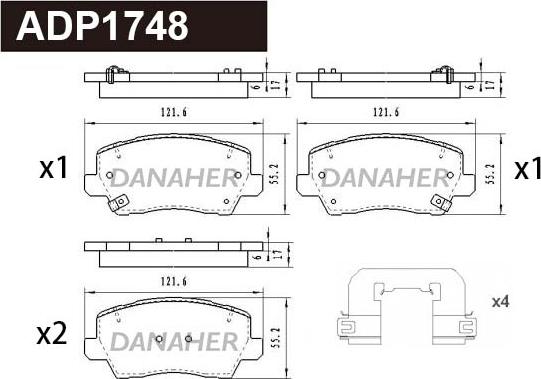 Danaher ADP1748 - Kit pastiglie freno, Freno a disco autozon.pro