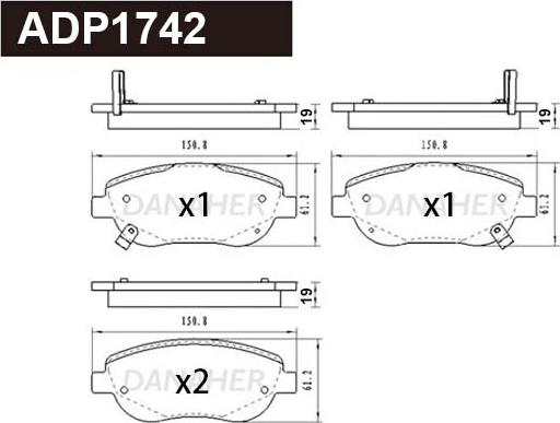 Danaher ADP1742 - Kit pastiglie freno, Freno a disco autozon.pro