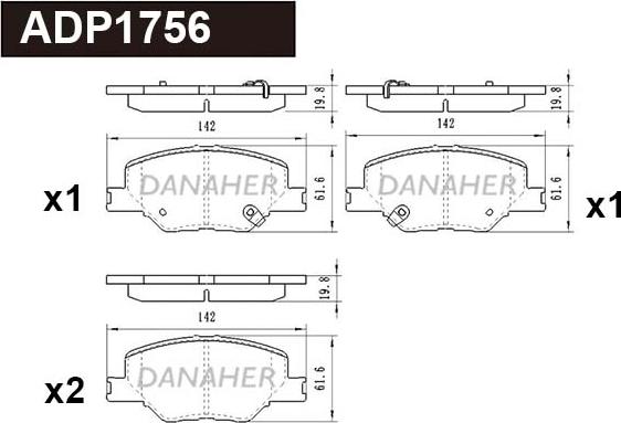 Danaher ADP1756 - Kit pastiglie freno, Freno a disco autozon.pro