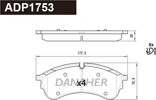 Danaher ADP1753 - Kit pastiglie freno, Freno a disco autozon.pro