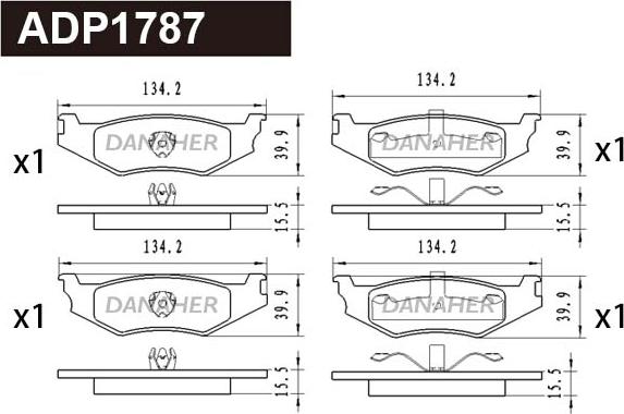 Danaher ADP1787 - Kit pastiglie freno, Freno a disco autozon.pro