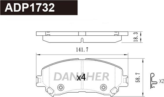 Danaher ADP1732 - Kit pastiglie freno, Freno a disco autozon.pro