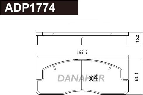 Danaher ADP1774 - Kit pastiglie freno, Freno a disco autozon.pro