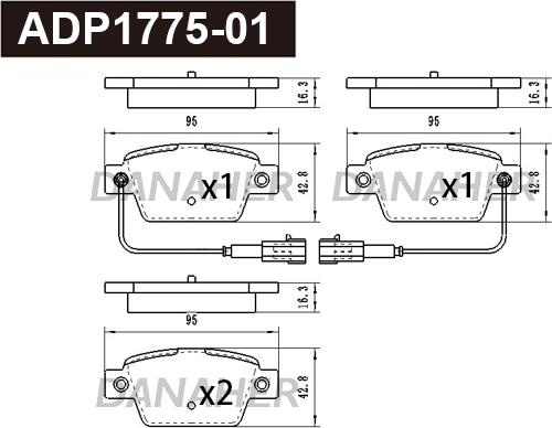 Danaher ADP1775-01 - Kit pastiglie freno, Freno a disco autozon.pro