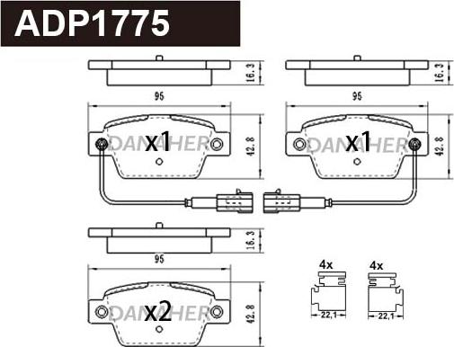 Danaher ADP1775 - Kit pastiglie freno, Freno a disco autozon.pro