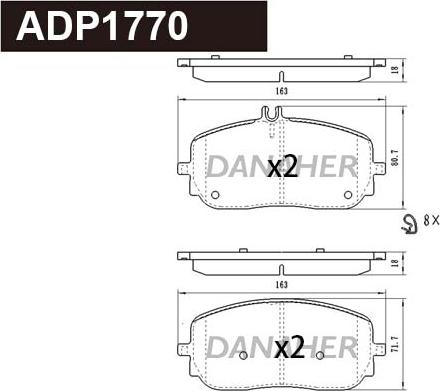 Danaher ADP1770 - Kit pastiglie freno, Freno a disco autozon.pro