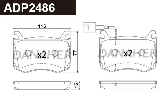 Danaher ADP2486 - Kit pastiglie freno, Freno a disco autozon.pro