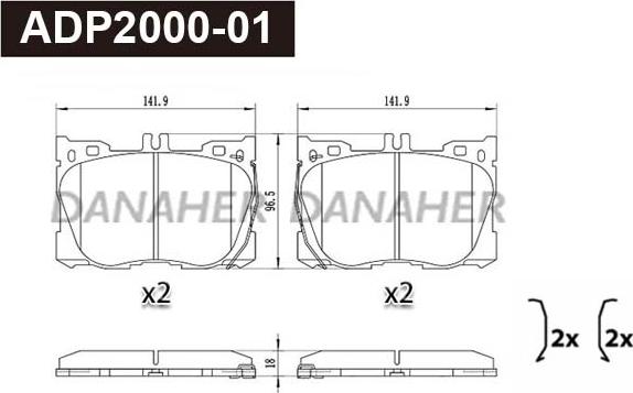 Danaher ADP2000-01 - Kit pastiglie freno, Freno a disco autozon.pro