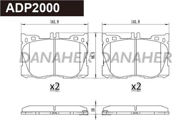 Danaher ADP2000 - Kit pastiglie freno, Freno a disco autozon.pro