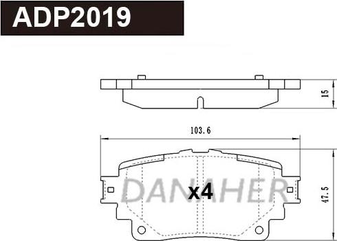 Danaher ADP2019 - Kit pastiglie freno, Freno a disco autozon.pro