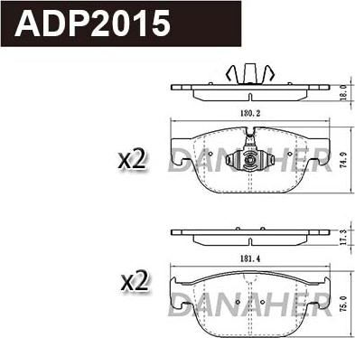 Danaher ADP2015 - Kit pastiglie freno, Freno a disco autozon.pro