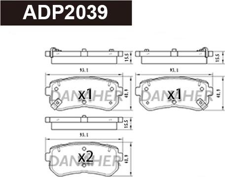 Danaher ADP2039 - Kit pastiglie freno, Freno a disco autozon.pro