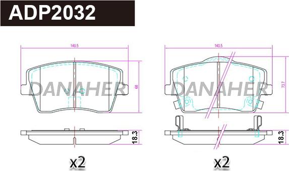 Danaher ADP2032 - Kit pastiglie freno, Freno a disco autozon.pro