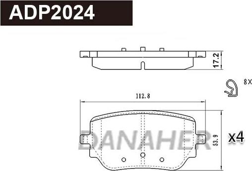 Danaher ADP2024 - Kit pastiglie freno, Freno a disco autozon.pro