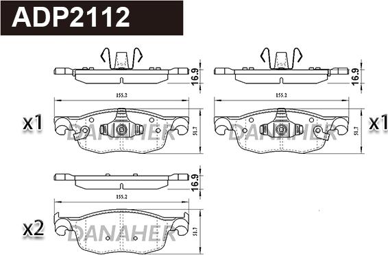 Danaher ADP2112 - Kit pastiglie freno, Freno a disco autozon.pro