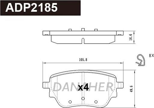 Danaher ADP2185 - Kit pastiglie freno, Freno a disco autozon.pro