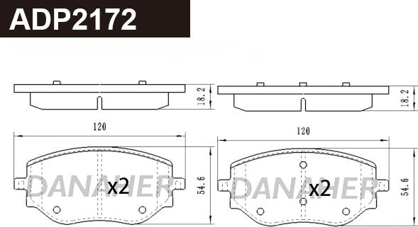 Danaher ADP2172 - Kit pastiglie freno, Freno a disco autozon.pro