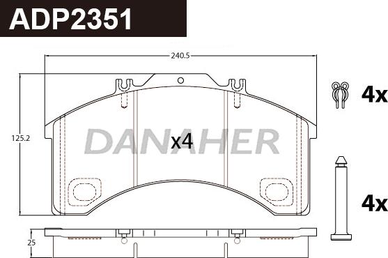 Danaher ADP2351 - Kit pastiglie freno, Freno a disco autozon.pro