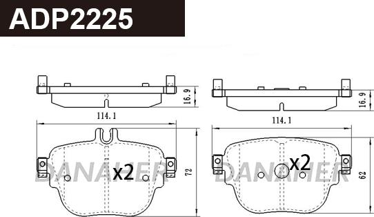 Danaher ADP2225 - Kit pastiglie freno, Freno a disco autozon.pro